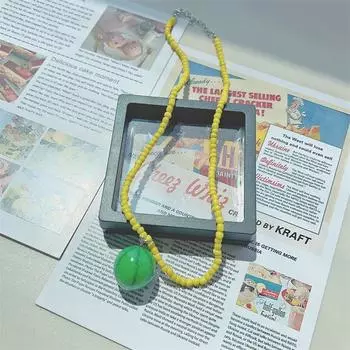 Трендовые украшения Дофаминовых цветов Яблоко Клубника Лимон Фрукты Подвеска Бусины Ожерелье для женщин Y2K Милый чокер Вечернее ожерелье 1PCS