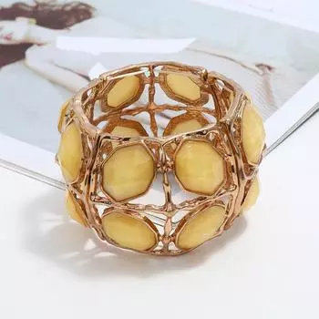 Трендовые ювелирные изделия, модные и популярные индивидуальные преувеличенные драгоценные камни-сплав ретро-текстура резка лица широкий браслет оранжевый