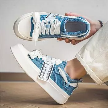 Трендовые вулканизированные кроссовки мужские панк туфли для мужчин Новые повседневные спортивные прогулочные туфли мужские парусиновые кроссовки в стиле панк мужские туфли в уличном стиле 39 чёрный