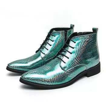 Трендовые зеленые повседневные кожаные ботинки, мужские кожаные деловые туфли, деловые кожаные мужские модельные туфли в британском стиле, мужские ботинки челси большого размера 48 38 чёрный