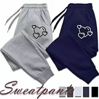 Трендовые женские брюки с принтом в виде сердца, свободные длинные брюки, спортивные брюки для активного отдыха, осенне-зимние спортивные брюки для женщин XS белый