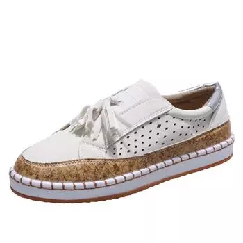 Трендовые женские кроссовки Slip on Hollow Out Woman Flats Женские мокасины Повседневная женская вулканизированная обувь Швейная модная женская обувь 36