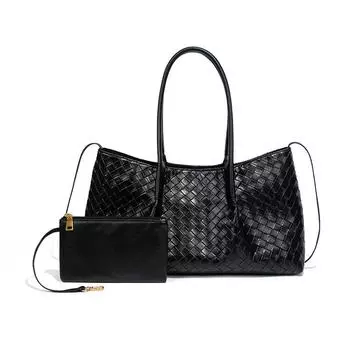 Трендовые женские плетеные сумки большой вместимости, модные и повседневные переносные сумки для мамы и ребенка, высококлассные сумки-тоуты для ношения на плече или под мышкой.
