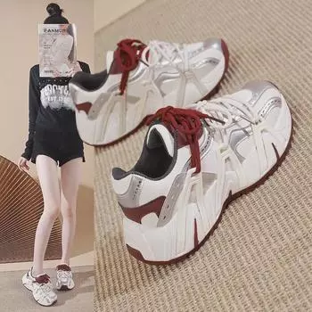 Трендовые женские повседневные кроссовки на толстой подошве 2025 года для весны и осени 35 чёрный