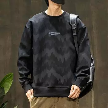 Трендовый американский свитер мужской осенне-зимний тяжелый воздушный слой трикотажный круглый вырез нижняя рубашка свободный большой размер топ M