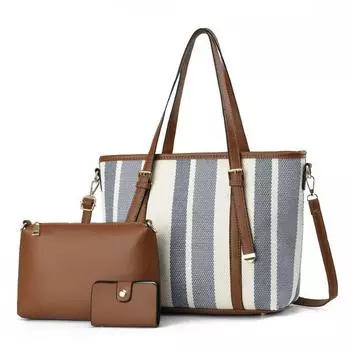 Трендовый комплект из трех женских сумок Женские сумки Ретро сумки большой емкости Сумка-мессенджер через плечо Сумка с ручкой через плечо