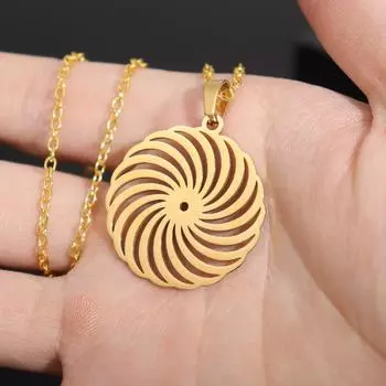 Трендовый круглый спиральный кулон из нержавеющей стали с подвеской-шармом для мужчин, рождественский подарок, подарок на День святого Валентина, ювелирные аксессуары золотой