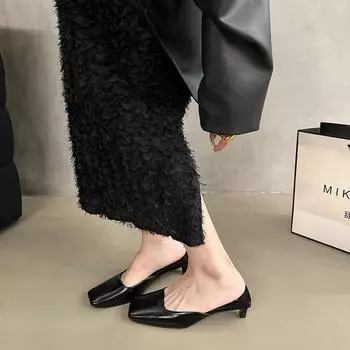 трендовый модельер, летние женские шлепанцы, модные шлепанцы с квадратным носком, уличное платье, сандалии, женские туфли-лодочки Size 35(foot 22.5cm) серебряный