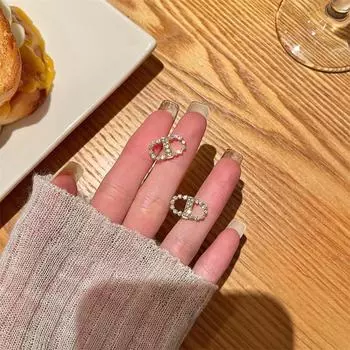 Трендовый нишевый дизайн 2025 года: Изысканные роскошные серьги-иглы из серебра 925 пробы для женщин Double D diamond earrings