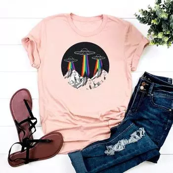 Трендовый стиль, футболка с изображением Чужого, модная футболка, одежда 90-х годов, милая милая повседневная женская футболка с коротким рукавом и принтом, женская женская футболка с графикой S