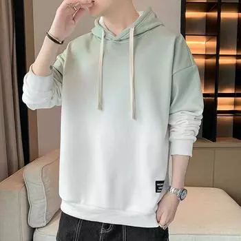Трендовый свитер с капюшоном для подростков с постепенным изменением цвета для мужчин, модный американский красивый мужской свободный свитер с капюшоном и длинным рукавом M розовый