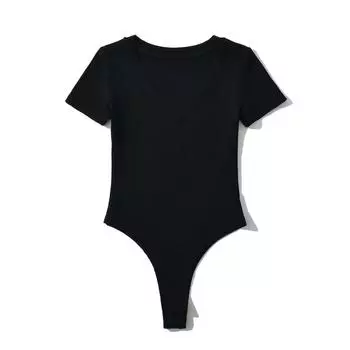 Трендовый женский боди-комбинезон с V-образным вырезом, короткими рукавами и открытой промежностью Medium