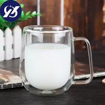 Trendshome Decor 300 мл термостойкая стеклянная чашка с двойными стенками, изоляционная кружка для питья молока, сока