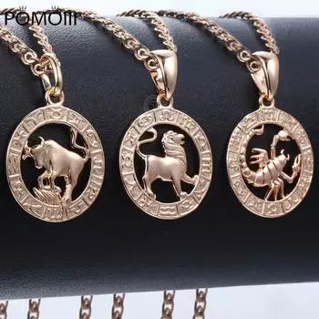 Trendsmax 12 знаков зодиака созвездия подвески ожерелья для женщин мужчин розовое золото 585 пробы мужские ювелирные изделия модные подарки на день рождения GPM16