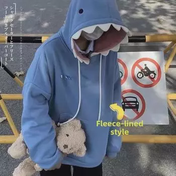 Trendy 2023 Shark Print Pullover: Matching Loose Fit Couples & Student Sweater 3XL чёрный