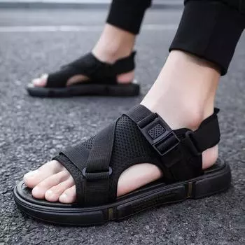 Trendy 2025 New Men s Sandals Casual Sports Beach Shoes Outer Wear Two-Use Flow Open Car Men s Slippers PVC Sole Grid Lining 36