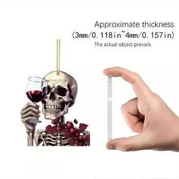 Trendy Acrylic 2d Skull Charm Eyecatching Car Interior Ornament For Holiday Decor