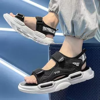 Модные универсальные мужские сандалии, модные нескользящие износостойкие мужские сандалии для дома и отдыха, мягкие и удобные повседневные сандалии для мужчин 38 чёрный