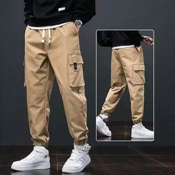 Trendy and Fashionable Hong Kong Style Ankle Binding Youth Sports Men s Casual Pants XXXXXL чёрный