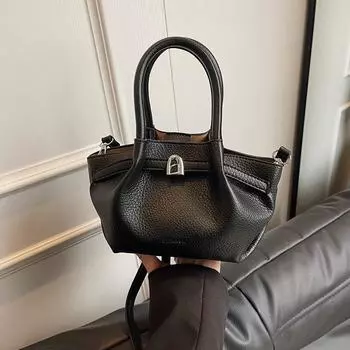 Trendy and popular lychee pattern bucket bag, new temperament sense, portable shoulder retro messenger bag bag