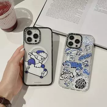 Trendy Anti-Fall Magnetic Skateboard Puppy Case for iPhone 15 Pro Max / 14 / 13 / 12 / 16