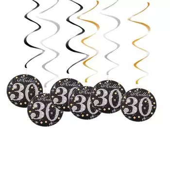 Trendy Birthday 30th Spiral Hanging Signs For Festive Birthday Decor Celebration Black Birthday Spiral