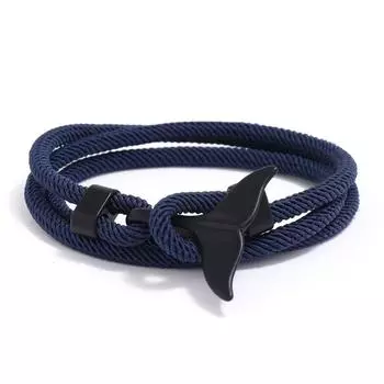 Trendy Birthday Gift Fashion Jewelry Men Bracelet Korean Style Hand Strap Braided Rope Bracelet navy blue-black tail