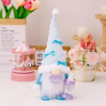 Trendy Blue And Pink Bottle Plush Dolls With Pointed Hats For Decor Playful Blue Doll