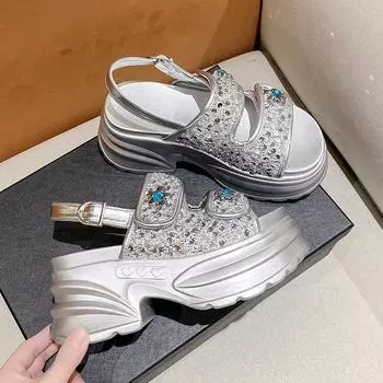 Trendy brand platform sandals women s new summer wedge heel with versatile color matching fashion casual sandals 34