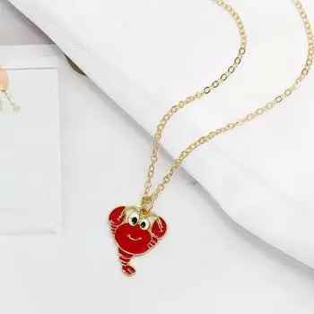 Trendy Cartoon Fish Necklace Round Little Goldfish Prawn Pendant Necklace Gold Fish Necklace Gift shrimp