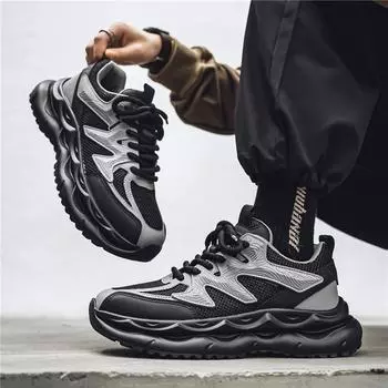 Trendy casual men s shoes, new breathable and non-slip men s sports travel shoes, thick-soled heightening dad trendy shoes men 39