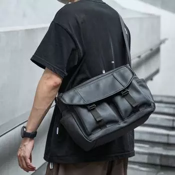 Trendy Crossbody Bag, Men s Student Crossbody Bag, Small Crossbody Bag, Men s Commuter Postman Bag, Single Shoulder Bag чёрный