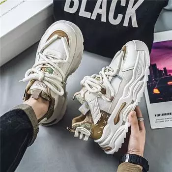 Trendy dad shoes men s height increase summer mesh breathable teen platform sneakers retro casual running shoes 39