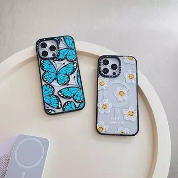 Trendy Daisy Art Oil Painting Magnetic Case for iPhone 14/15 Plus & 16 Pro Max 14 ProMax