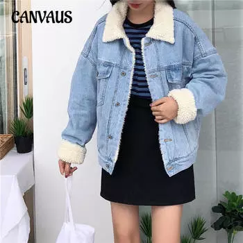 Модная джинсовая куртка женская большого размера бархатная зимняя повседневная утепленная ветровка Bf S темно-синий