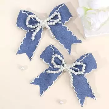 Trendy Denim Pearl Hair Clip Korean Sweet Beads Hairpin Vintage Barrette Girl Women’s Daily Hair Jewelry Casual Chic Accessories