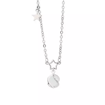 Trendy Design Opal Star Necklace Female Slim Planet Collarbone Chain Pendant Copper (White Gold)