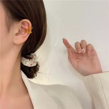 Trendy Double Circle Korean Resin Acrylic Clip Earrings Ear Bone Clip Ear Cuffs Fashion Jewelry жёлтый