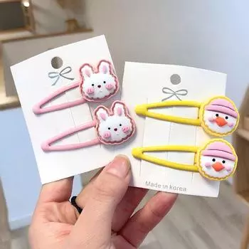 Trendy Duck Bear Headwear Rabbit BB Hairpins Women Hair Clips Korean Barrettes Duckbill Side Clips A