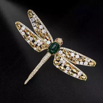 Trendy fashion personality elegant temperament corsage simple color zircon pin coat dragonfly brooch