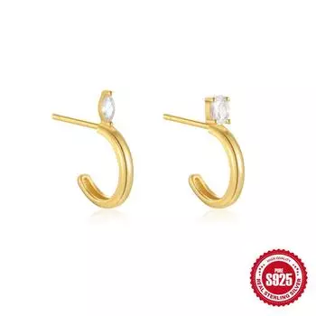Trendy Fashion S925 Sterling Silver Geometric Elements Three-Claw Diamond Versatile Earrings Ear Hook Earrings 925 Silver