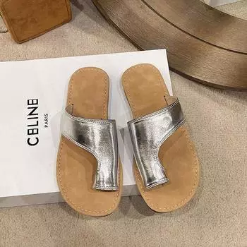 Trendy Flat Thong Sandals Fashionable Casual Footwear For Summer With Pu Materials 35