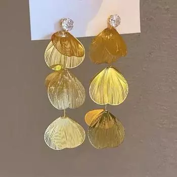 Trendy Flower Long Hanging Earrings Ear Studs Ginkgo Leaf Hollow Earrings Hipster Style 4