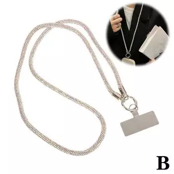 Trendy Glitter Phone Lanyard Bright Bling Bling Diamond Keychain Anti-Lost Wrist Rope Phone Accessories