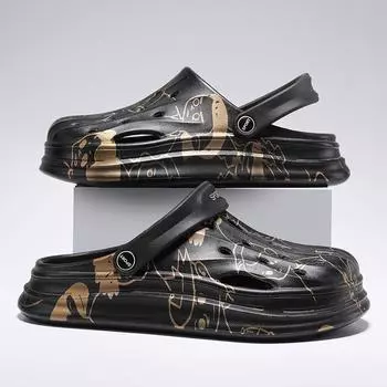 Trendy Hole Shoes Men S Outer Wear Non-Slip And Wear-Resistant Bag Head Dual-Purpose Sandals Sports And Leisure Camouflage Beach Slippers 36/37 белый