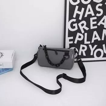 Trendy Ins Japanese Style Personality Chain Casual Small Crossbody Bag Grey