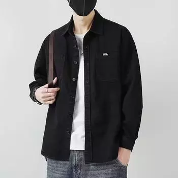 Trendy Ins Весенне-Осенний выпуск Модный Топ Роскошный Повседневный Мужской Пиджак Рубашка Пальто M чёрный