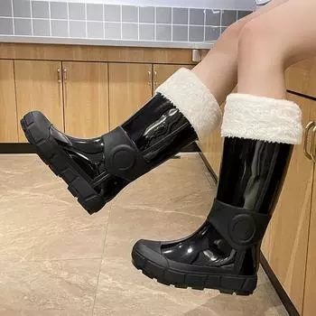 Trendy Look Wet Weather Protection Farm Use PVC Rain Boots Men s Rubber Boots 40 чёрный