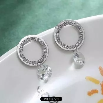 Trendy luxury shining crystal zircon stud earrings long women s temperament versatile party earrings simple personalized ear jewelry