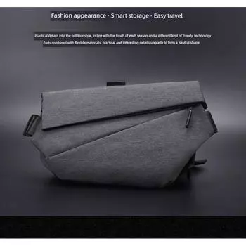Trendy Men Multi-Functional Casual Crossbody Bag Fog gray without label